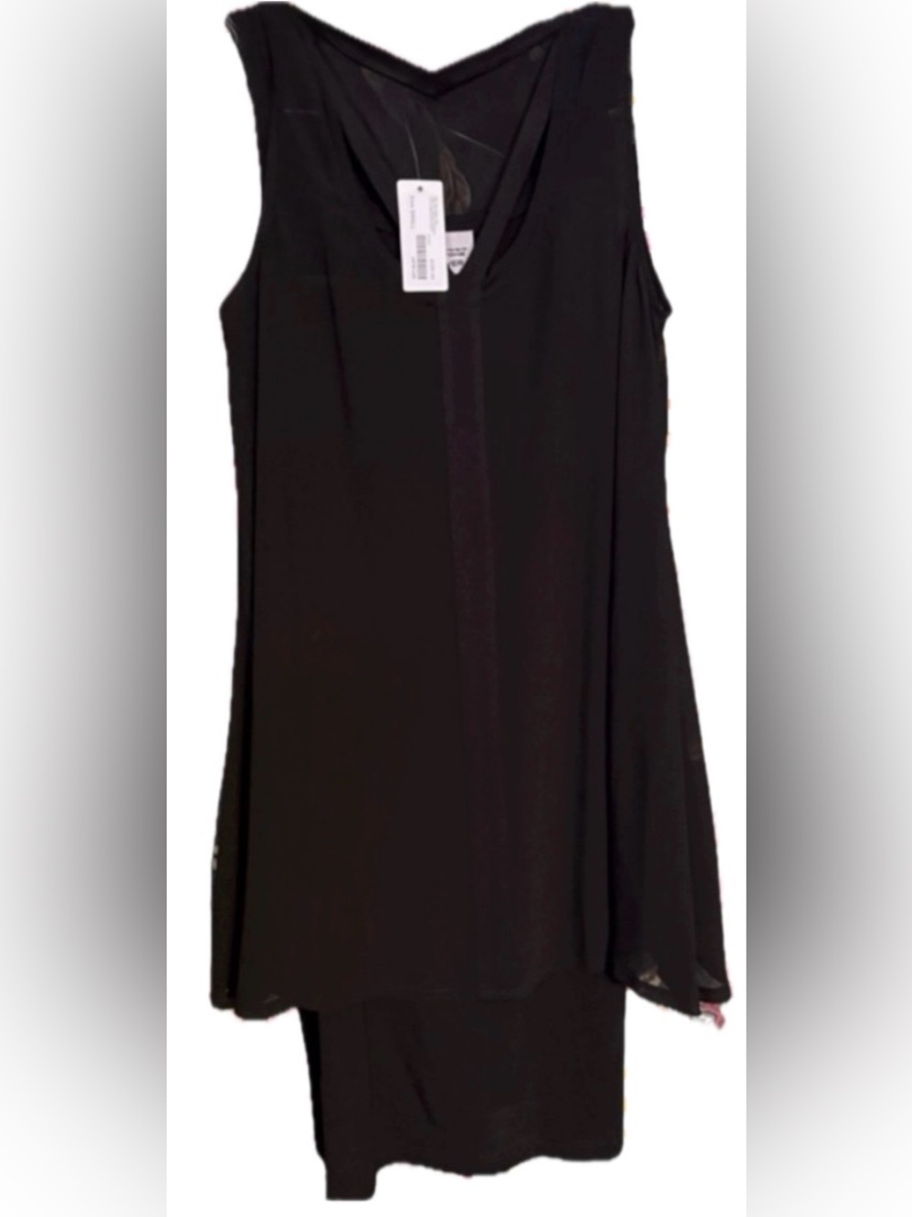 Lynn Ritchie NWT Silver Black Layered Sleeveless Tunic Dress- Dead Stock